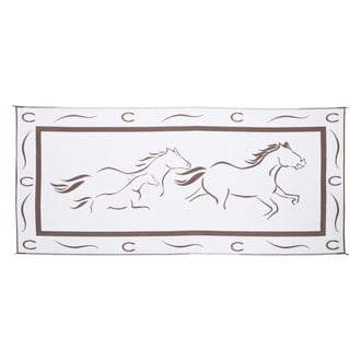 Stylish Camping® GH8187 - 18'W x 8'L Brown/White Horses Design Polypropylene Patio Mat