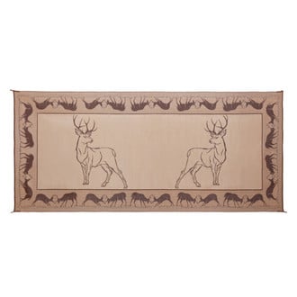 Stylish Camping® - 18'W x 8'L Black/Brown/Beige Deer Design Polypropylene Patio Mat