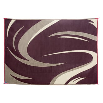 Stylish Camping® - 11'W x 8'L Burgundy/Tan Swish Polypropylene Patio Mat