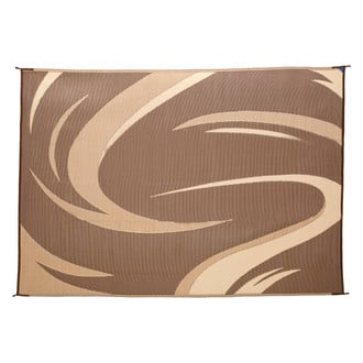 Stylish Camping® - 11'W x 8'L Brown/Tan Swish Polypropylene Patio Mat