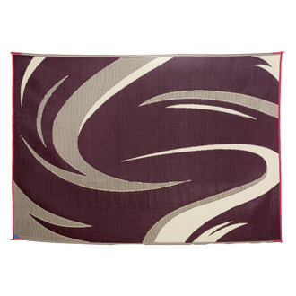 Stylish Camping® - 18'W x 8'L Burgundy/Tan Swish Polypropylene Patio Mat