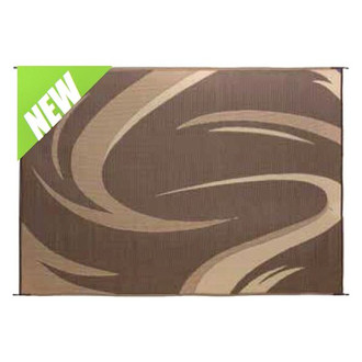 Stylish Camping® - 18'W x 8'L Brown/Tan Swish Polypropylene Patio Mat