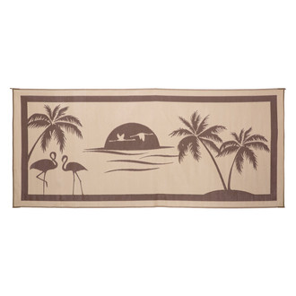 Stylish Camping® - 18'W x 8'L Brown/Beige Tropical Oasis Polypropylene Patio Mat