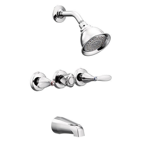 Moen® - Adler™ Chrome Standard Tub and Shower Faucet Set with Flange