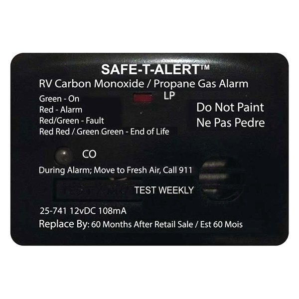Safe-T-Alert® - 25 Series™ 2.5"H Black Surface Mount Propane/LP Gas Alarm