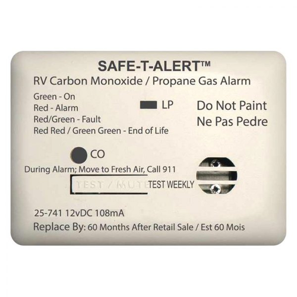 Safe-T-Alert® - 25 Series™ 2.5"H White Surface Mount Propane/LP Gas Alarm