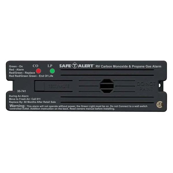 Safe-T-Alert® - 35 Series™ 1.9"H Black Surface Mount CO/LP Gas Alarm