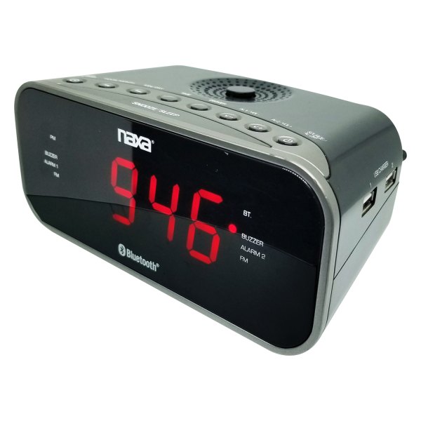 Naxa® - Bluetooth™ Dual Alarm Clock Radio with Two USB Charge Ports