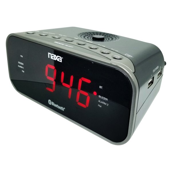 Naxa® - Bluetooth™ Dual Alarm Clock Radio with Two USB Charge Ports
