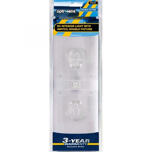 Optronics® - RVIL21 Series Rectangular Surface Mount Incandescent Double Bulbs Overhead Light with Switch (12.0"L x 4.3"W x 1.8"D)