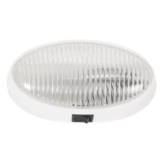 Optronics® - RVPL7 Series Oval Clear Lens White Case Incandescent Porch/Utility Light With Switch