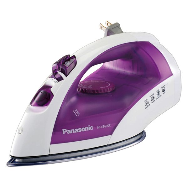 Panasonic® - 1200W White/Purple Steam Iron with Curved Soleplate