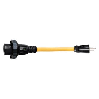 ParkPower® - 12" Dogbone Power Adapter with Handle Grip (15A Straight Male x 30A Locking Female)