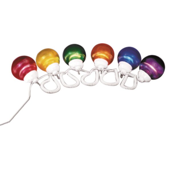 Polymer® - Multi Color 6 Globe Patio Lights with 20' Outdoor Cord & Plug
