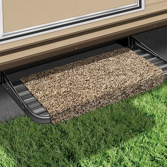 Prest-O-Fit® - Brown 18"W Turf Wrap Around Straight Entry Step Rug