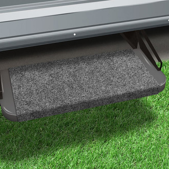 Prest-O-Fit® - Outrigger™ Castle Gray 18"W Micro-Ribbed Carpet Wrap Around Straight Entry Step Rugs