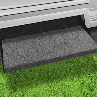 Prest-O-Fit® - Outrigger™ Castle Gray 23"W Micro-Ribbed Carpet Wrap Around Straight Entry Step Rug