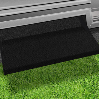 Prest-O-Fit® - Outrigger™ Black Onyx 23"W Micro-Ribbed Carpet Wrap Around Straight Entry Step Rug