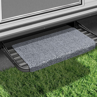 Prest-O-Fit® - Stone Gray 18"W Turf Wrap Around Straight Entry Step Rug