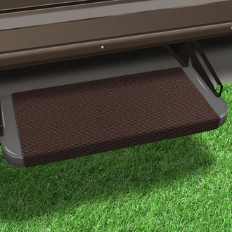 Prest-O-Fit® - Outrigger™ Chocolate Brown 18"W Micro-Ribbed Carpet Wrap Around Straight Entry Step Rugs
