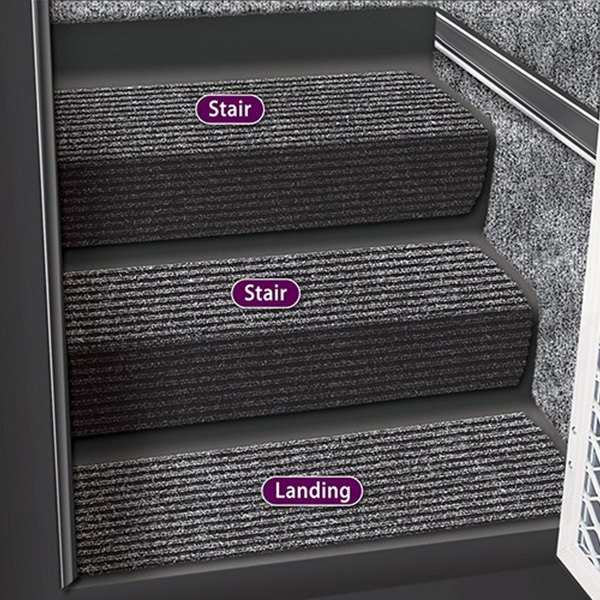 Prest-O-Fit® - Huggers™ Carpet Black Granite Attachable Landing Step Rug