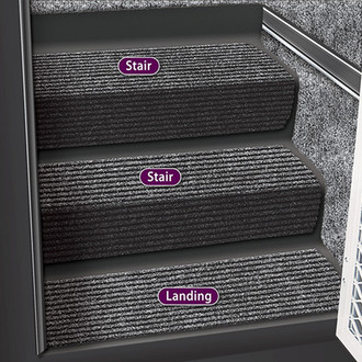Prest-O-Fit® 53090 - Huggers™ Black Granite 23.5"W x 10"D Carpet Attachable Landing Step Rug