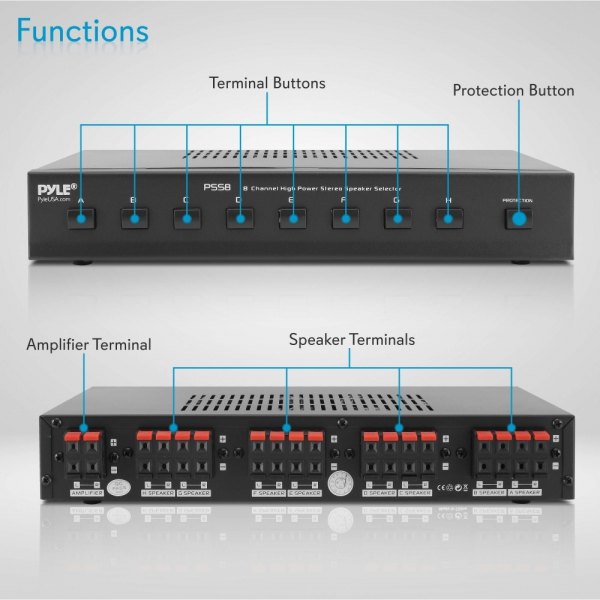Pyle® PSS8 - High Power Stereo Speaker Selector - CAMPERiD.com