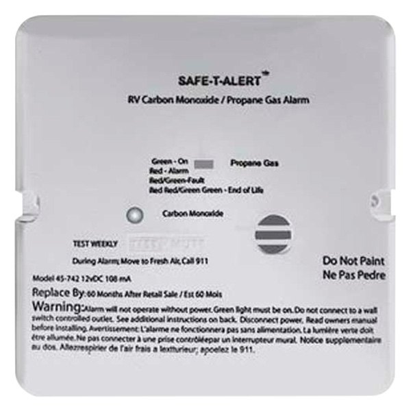 Safe-T-Alert® - 45 Series™ 4.8"H White Flush Mount Carbon Monoxide/Propane Alarm
