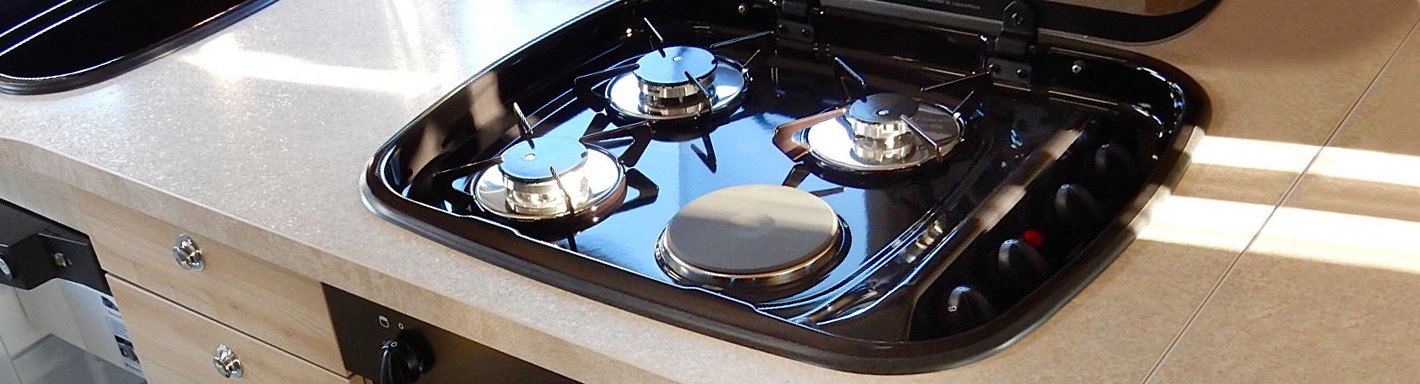 RV Cooktop Stove,2 Burner Drop-in RV Gas Stove with Glass Lid for Outdoor Kitchen Household RV Picnics Eapmic Boat Caravan RV Gas Cooktop GR-587