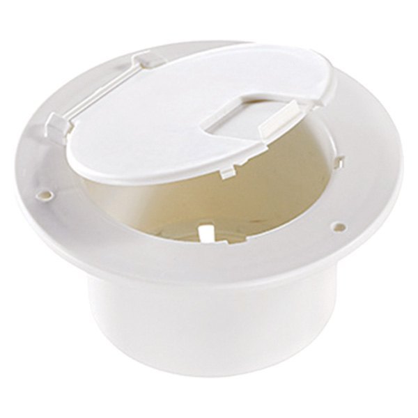 RV Designer® - Deluxe 5.2"D Polar White Round Electric Cable Hatch
