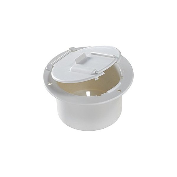 RV Designer® - 4.6"D Polar White Round Low Profile Electric Cable Hatch