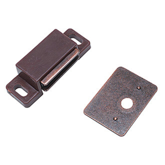 RV Designer® - Brown Side Mount Magnetic Cabinet Catch Set with Flat Strike
