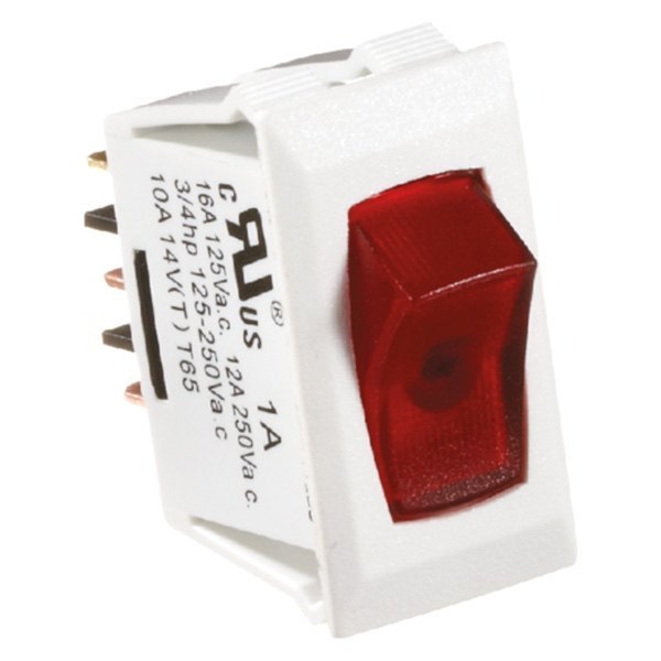 RV Designer® - Single SPST On/Off Illuminated White /Red Multi Purpose Switch