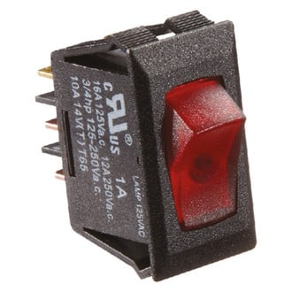 RV Designer® - Single SPST On/Off Rectangular Black /Red Illuminated Multi Purpose Switch