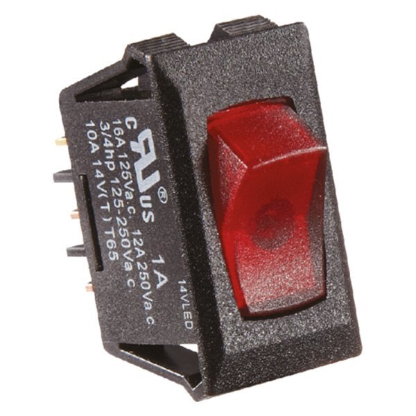 RV Designer® - Single SPST On/Off Illuminated Black /Red Multi Purpose Switch