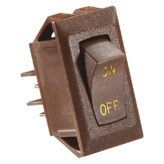 RV Designer® - Single SPST On/Off Rectangular Labled Brown Multi Purpose Switch