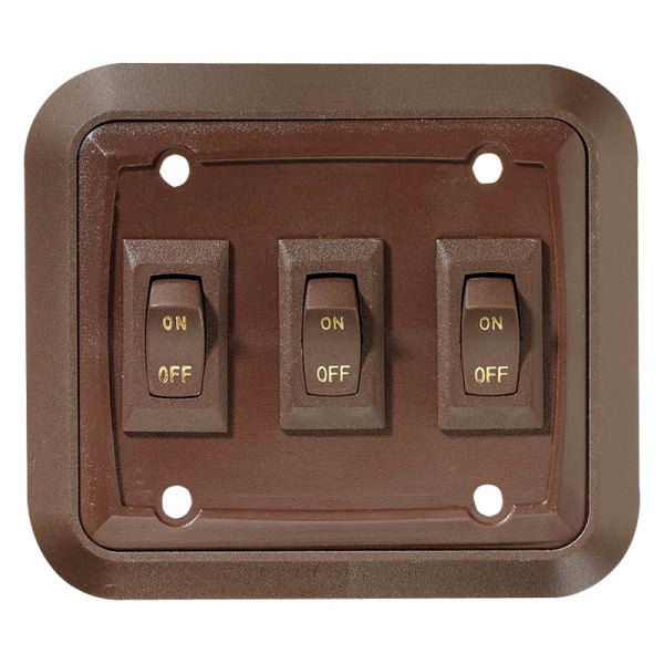 RV Designer® - Triple SPST On/Off Labled Brown Lighting Switch