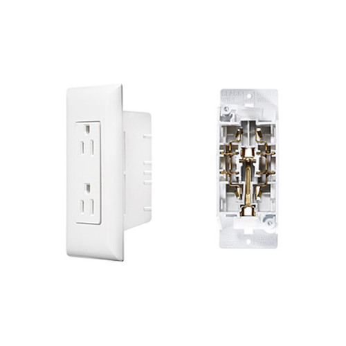 Prise Double GFCI RV Designer S801 Avec Plaque - Blanc - Pour Camping-car USA