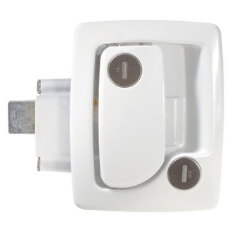 RV Designer® - Trimark™ Steel White Standard Key Travel Trailer Entry Door Lock with Dead Bolt