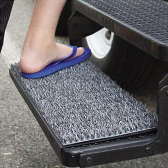 Safety Step® - Sand Away™ Charcoal 22"W Turf Wrap Around Straight Entry Step Rug for 8-5/8"D Steps