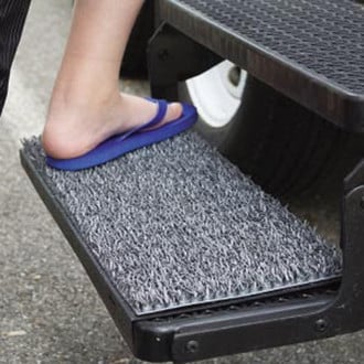 Safety Step® - Sand Away™ Charcoal 22"W Turf Wrap Around Straight Entry Step Rug for 10"D Steps