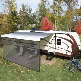 Solera Awnings® - Super Shade™ 15'W x 6'H Black Plastic RV Awning Front Shade Panel