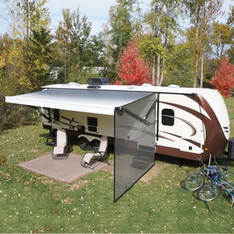 Solera Awnings® - Super Shade™ 8'W x 8'H Black Plastic RV Awning Side Shade Panel