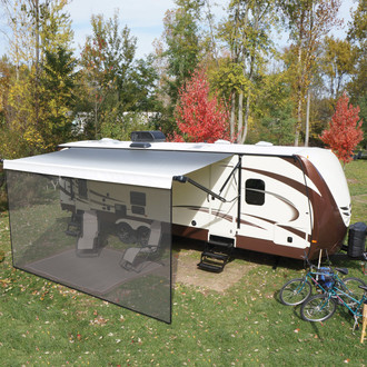 Solera Awnings® - Classic Shade™ 15' Black Plastic RV Awning Front Shade Panel