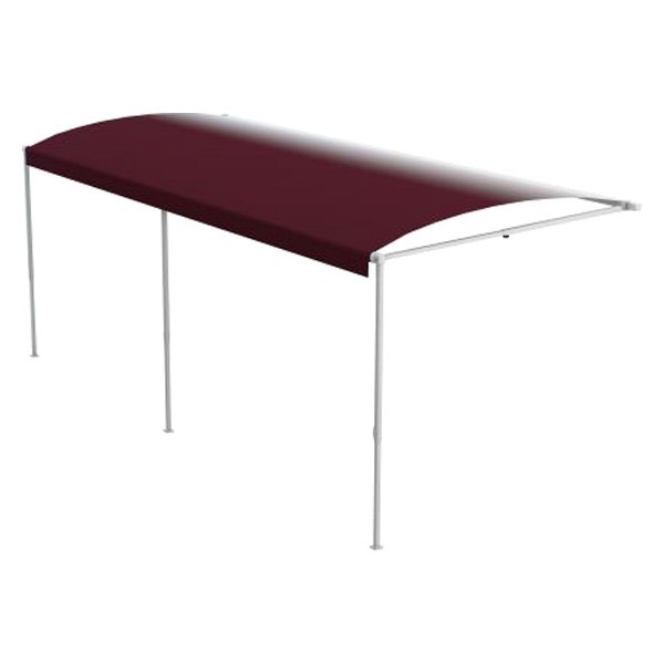 Solera Awnings® - Destination™ 16'W x 9.8'Ext. Burgundy Vinyl Manual RV Patio Awning Roller Assembly & White Hardware
