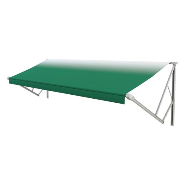 Solera Awnings® - Power & Hybrid™ 17'W x 8'Ext. Green Vinyl Hybrid RV Patio Awning Roller Assembly & White End Caps