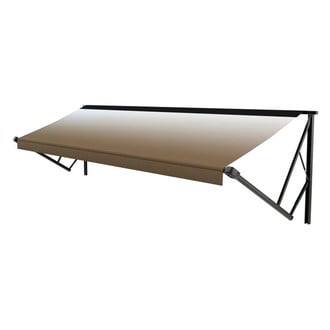 Solera Awnings® - Power & Hybrid™ 10'W x 8'Ext. Sand Fade Vinyl Hybrid RV Patio Awning Roller Assembly & Black End Caps