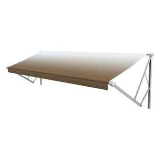 Solera Awnings® - Power & Hybrid™ 14'W x 8'Ext. Sand Fade Vinyl Hybrid RV Patio Awning Roller Assembly & White End Caps
