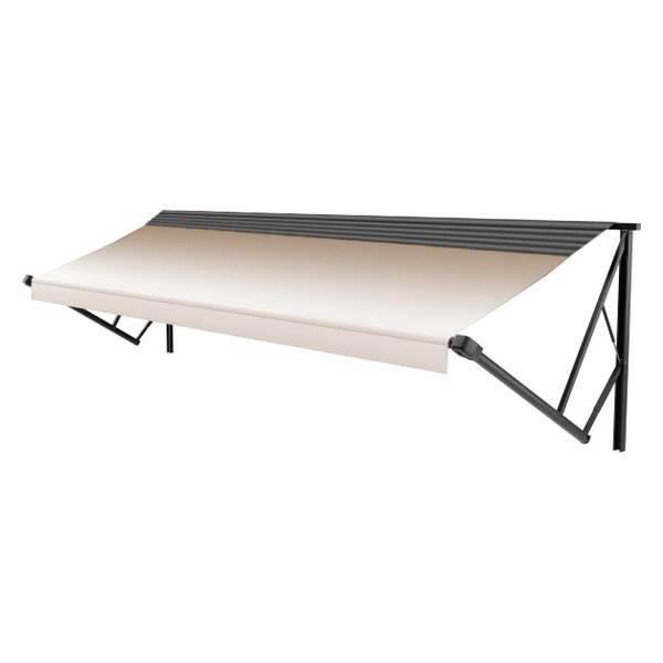 Solera Awnings® - XL™ 12'W x 9.8'Ext. Sand Vinyl Power RV Patio Awning Roller Assembly & Black End Caps