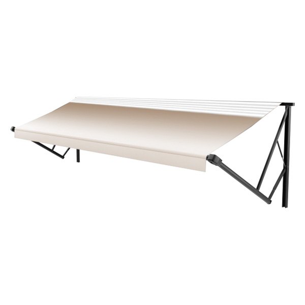 Solera Awnings® - XL™ 11'W x 9.8'Ext. Sand Vinyl Power RV Patio Awning Roller Assembly & White End Caps